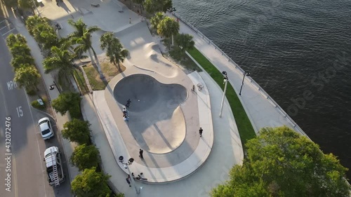 vertical bowl skateboarding in downtown Bradenton, Florida photo