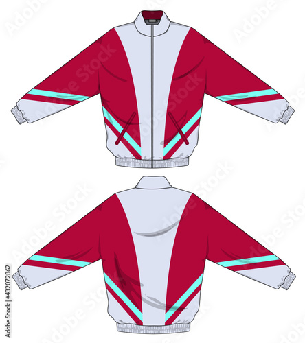 retro vintage windbreaker hoodie jacket template
