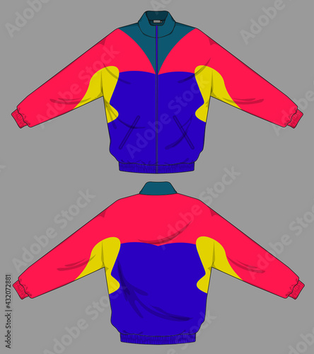 retro vintage windbreaker hoodie jacket template