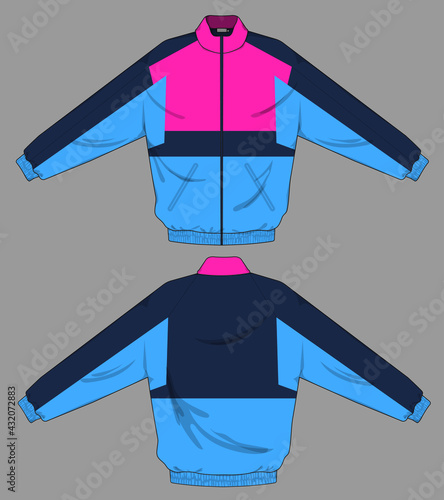 retro vintage windbreaker hoodie jacket template