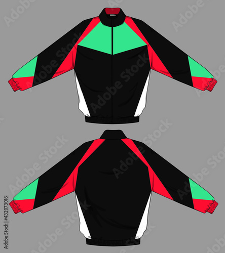 retro vintage windbreaker hoodie jacket template