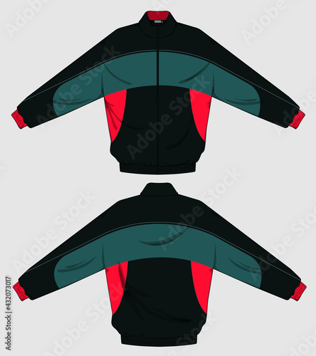 retro vintage windbreaker hoodie jacket template