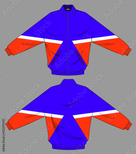 retro vintage windbreaker hoodie jacket template