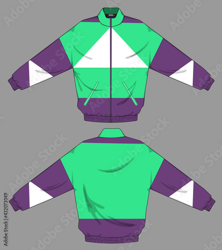 retro vintage windbreaker hoodie jacket template