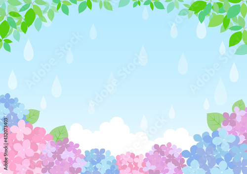 梅雨の紫陽花 背景フレーム ☆ バリエーション多数