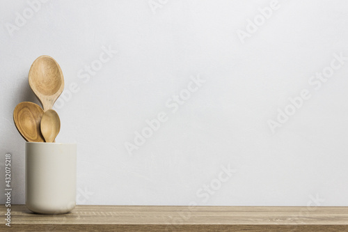 a wooden spatula on table