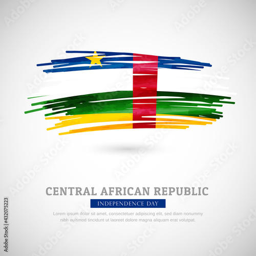 Happy independence day of Central African Republic with grungy flag background