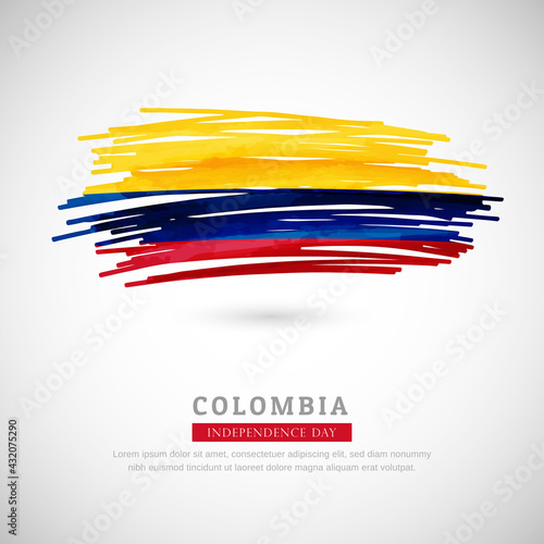 Brush flag of Colombia country. Happy independence day of Colombia with grungy flag background