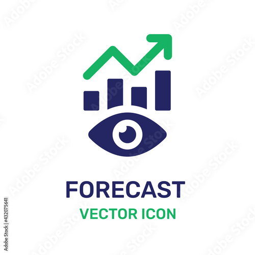 Financial business forecast icon. Predict increasing graph vector illustration