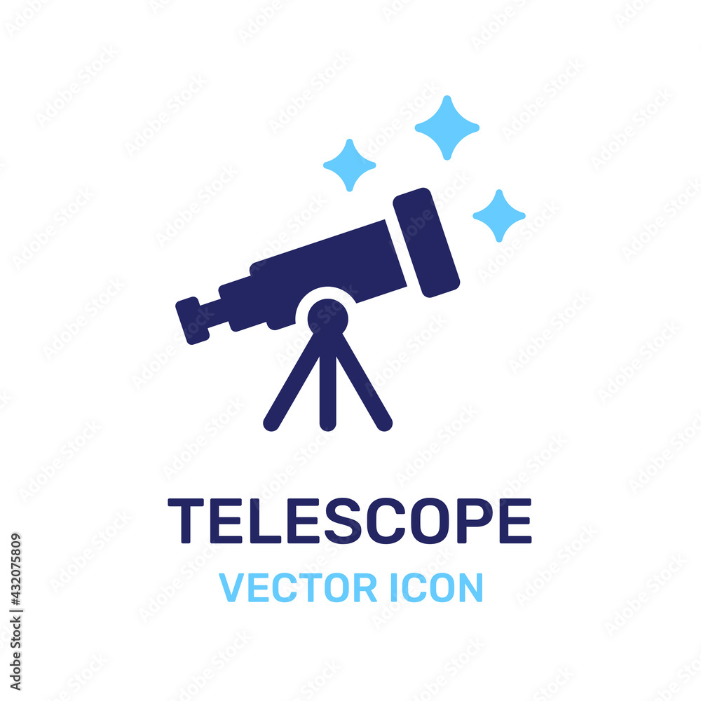Telescope icon vector illustration on white background Telescope icon vector illustration on white background