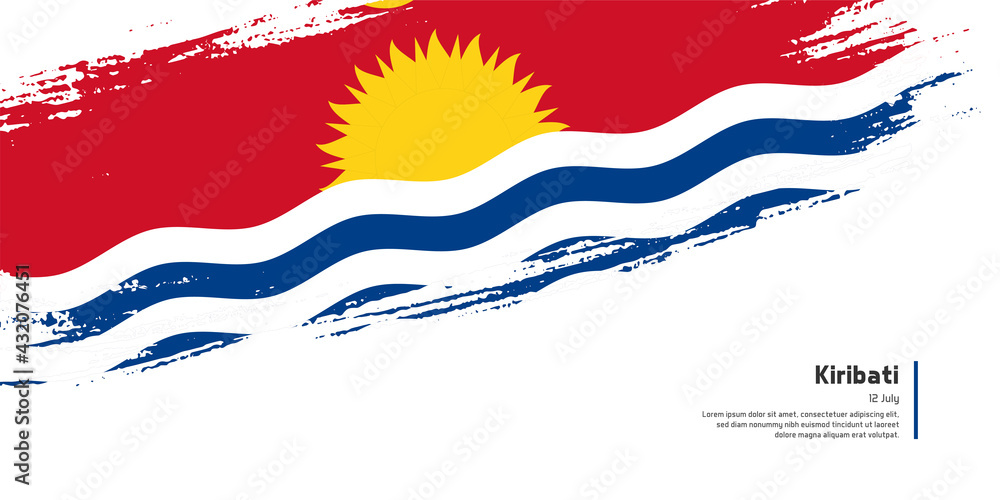 Fototapeta premium Creative hand drawing brush flag of Kiribati country for special independence day