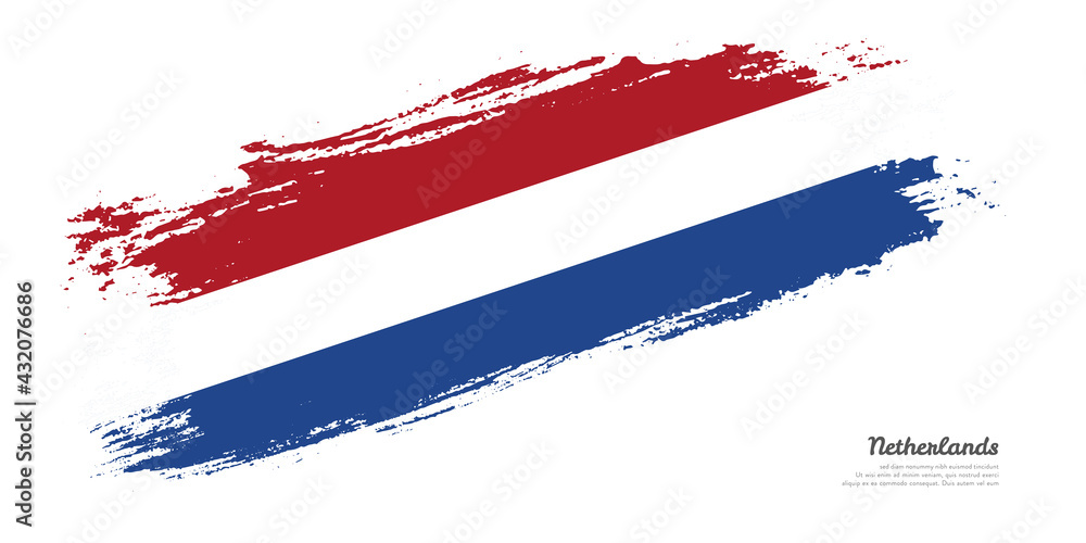 Hand painted brush flag of Netherlands country with stylish flag on white background Hand painted brush flag of Netherlands country with stylish flag on white background