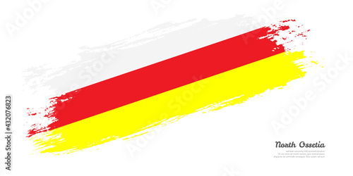 Hand painted brush flag of North Ossetia country with stylish flag on white background