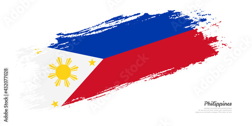 Hand painted brush flag of Philippines country with stylish flag on white background