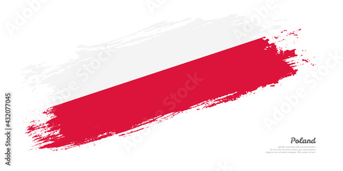 Hand painted brush flag of Poland country with stylish flag on white background
