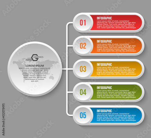 Abstract 3D Paper Infographics. Business template .Vector illustration