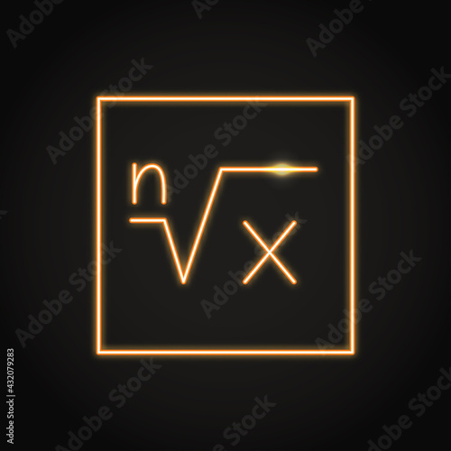 Neon math powers and roots icon in line style