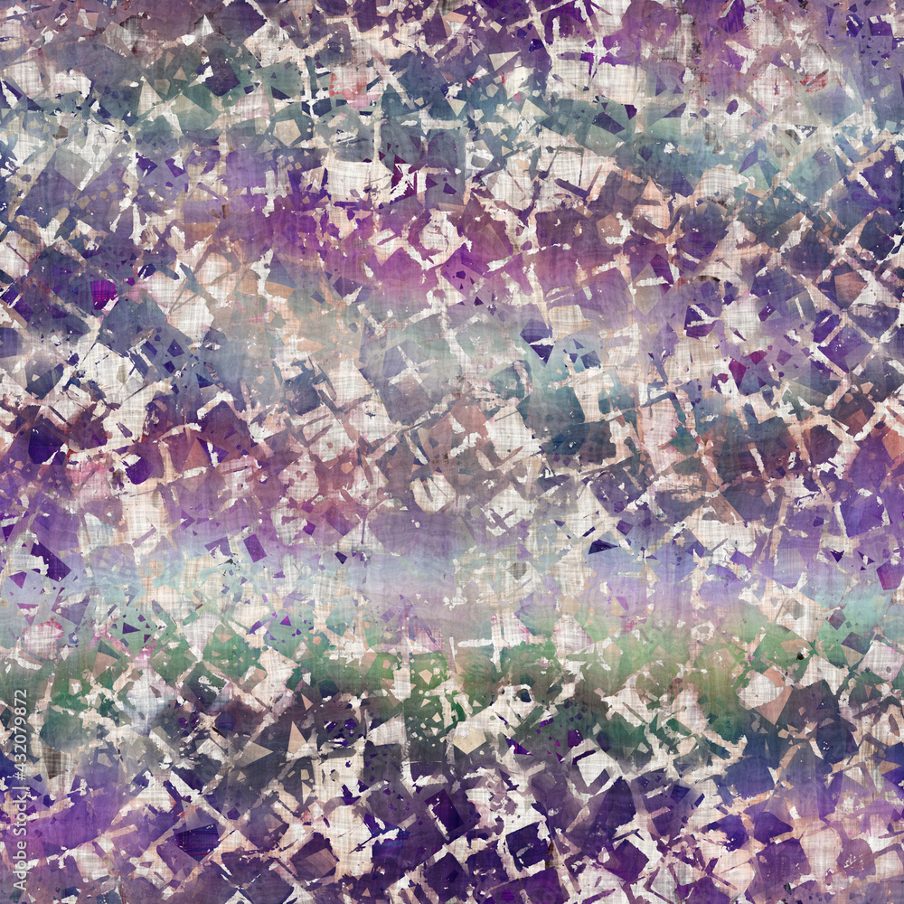 Fototapeta premium Seamless purple and cream textured mixed media pattern print. High quality illustration. Artistic digital faux collage or paint design for print for surface design in any application.