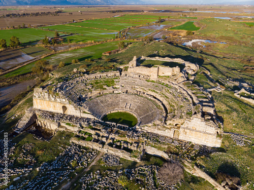 Ruins of ancient greek amphitheater at Miletus on the western coast of Anatolia, Turkey photo