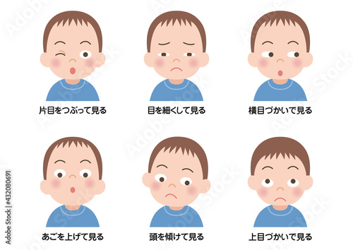 子供の弱視チェックのイラスト