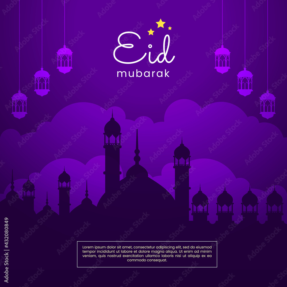 Elegant Islamic Banner Event Eid Al-Fitr for Social Media Posts Template Resource