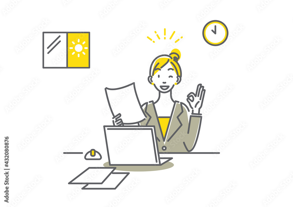 笑顔で働くスーツの女性 シンプルでお洒落な線画イラスト Stock Vector Adobe Stock 笑顔で働くスーツの女性 シンプルでお洒落な線画イラスト Stock Vector Adobe Stock