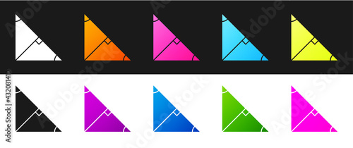 Set Angle bisector of a triangle icon isolated on black and white background. Vector