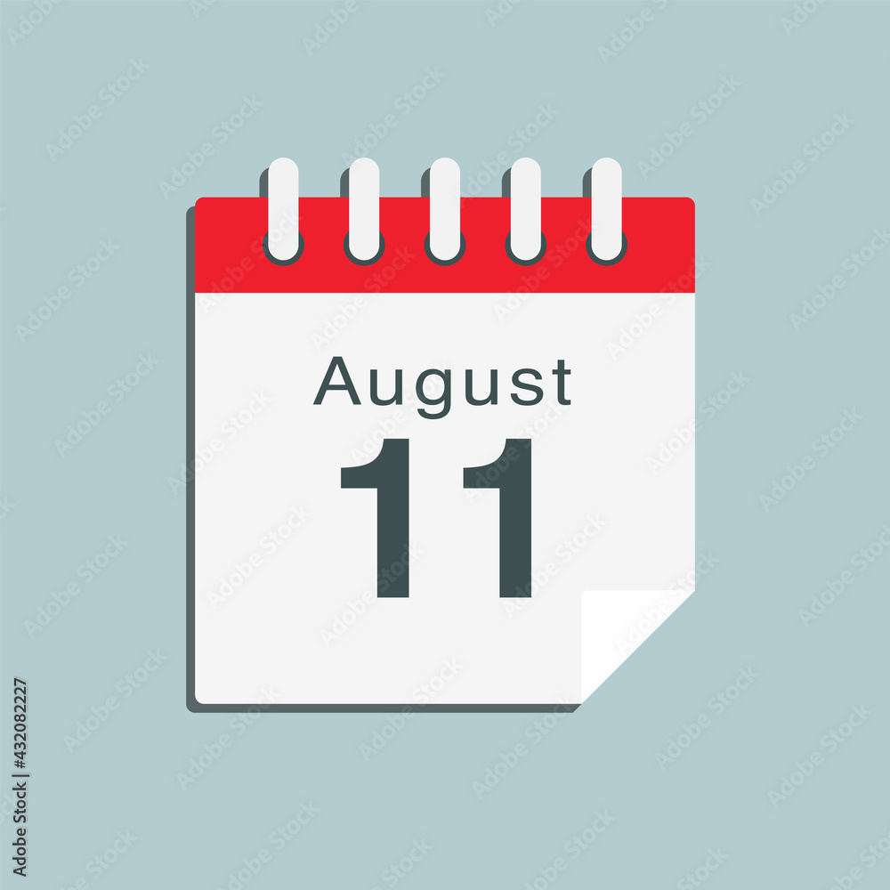 Icon day date 11 August, template calendar page Icon day date 11 August, template calendar page