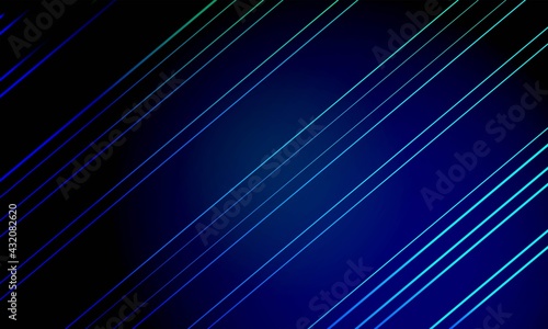 Abstract Background with Blue and Green Line on Black Background.