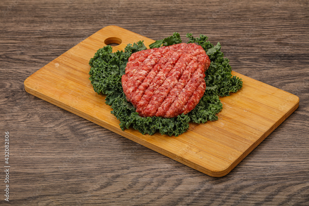 Raw beef burger cutlet for cooking Raw beef burger cutlet for cooking