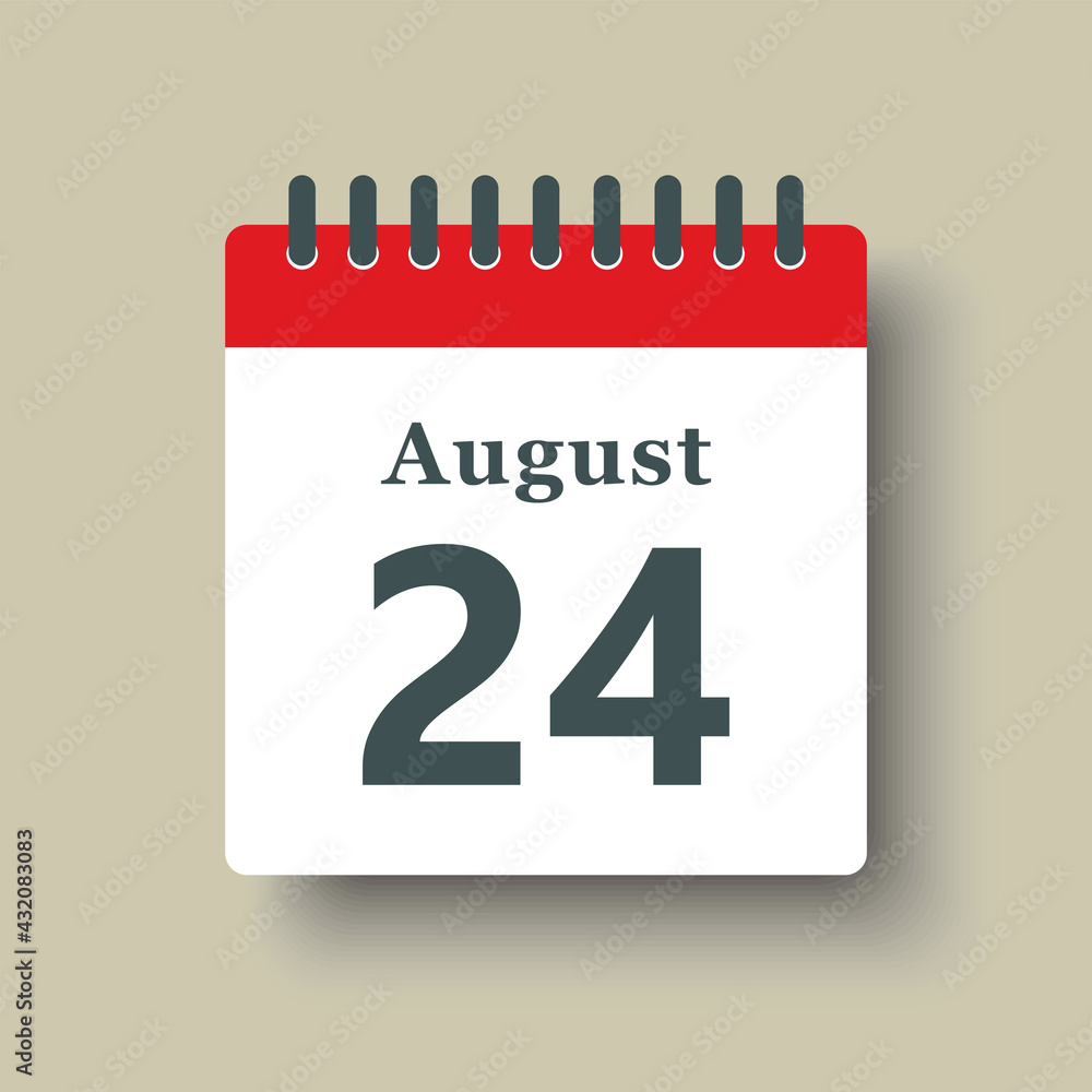 Icon day date 24 August, template calendar page Icon day date 24 August, template calendar page