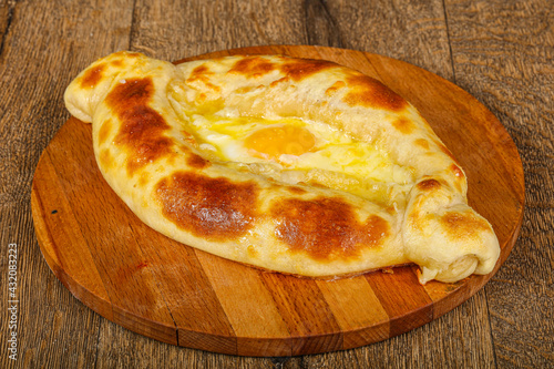 Traditional Georgian Khachapuri with cheese photo