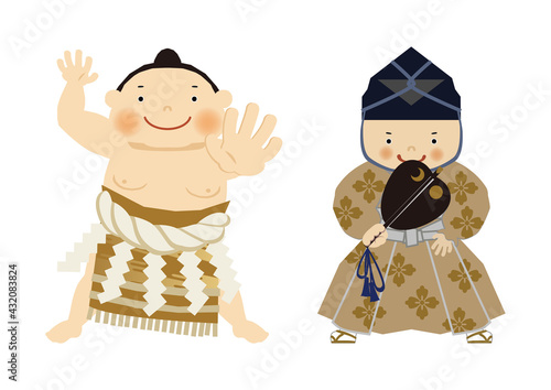 スポーツのイラスト素材。
相撲のクリップアート。
力士と行司。

