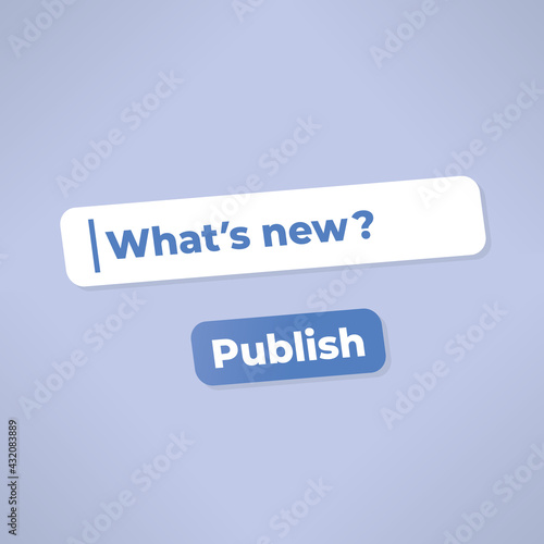 New social media network (Facebook messenger, Instagram, Twitter etc.) post or message publishing on mobile phone or computer screen. Concepts: sharing news, Internet communication etc.