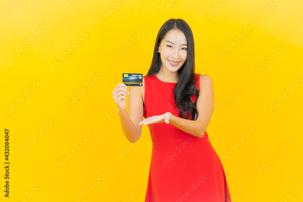 Portrait beautiful young asian woman smile with credit card Portrait beautiful young asian woman smile with credit card
