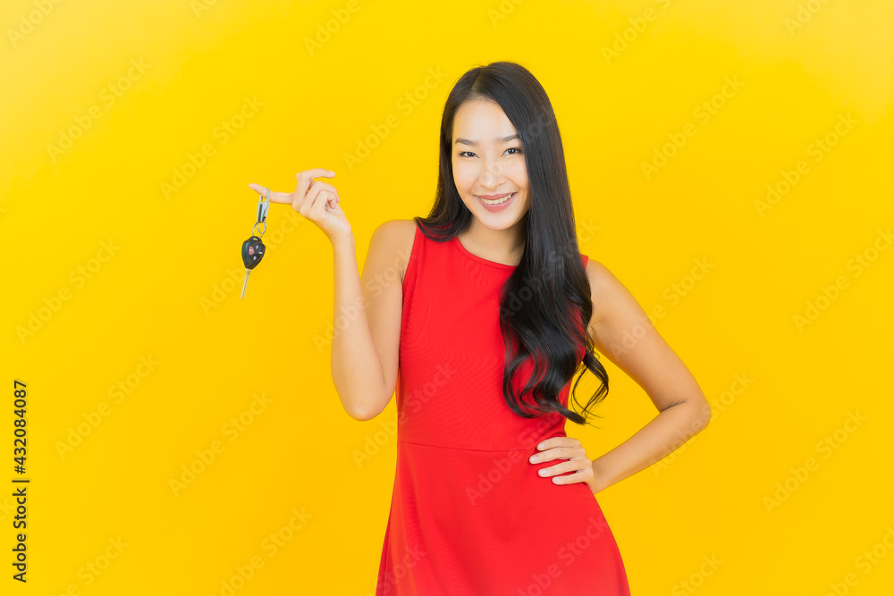 Portrait beautiful young asian woman smile with car key Portrait beautiful young asian woman smile with car key