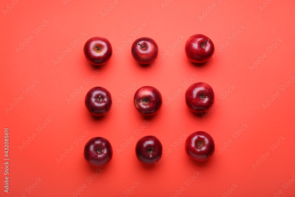 Fresh red apples on color background Fresh red apples on color background