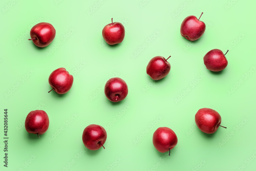 Fresh red apples on color background Fresh red apples on color background