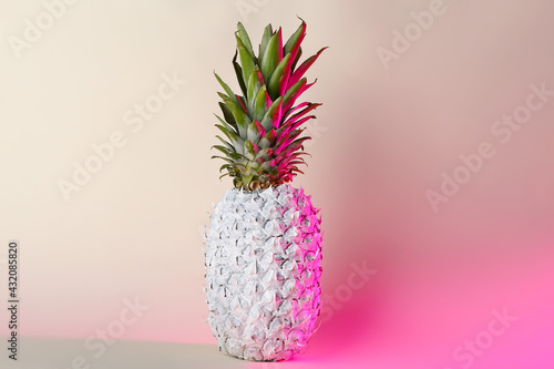 Painted pineapple on white background