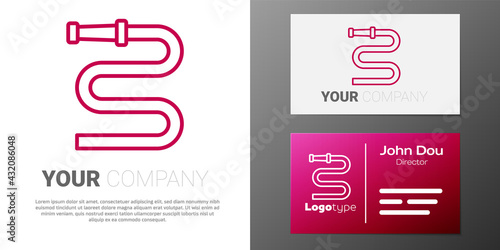 Logotype line Fire hose reel icon isolated on white background. Logo design template element. Vector