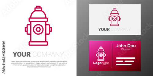Logotype line Fire hydrant icon isolated on white background. Logo design template element. Vector