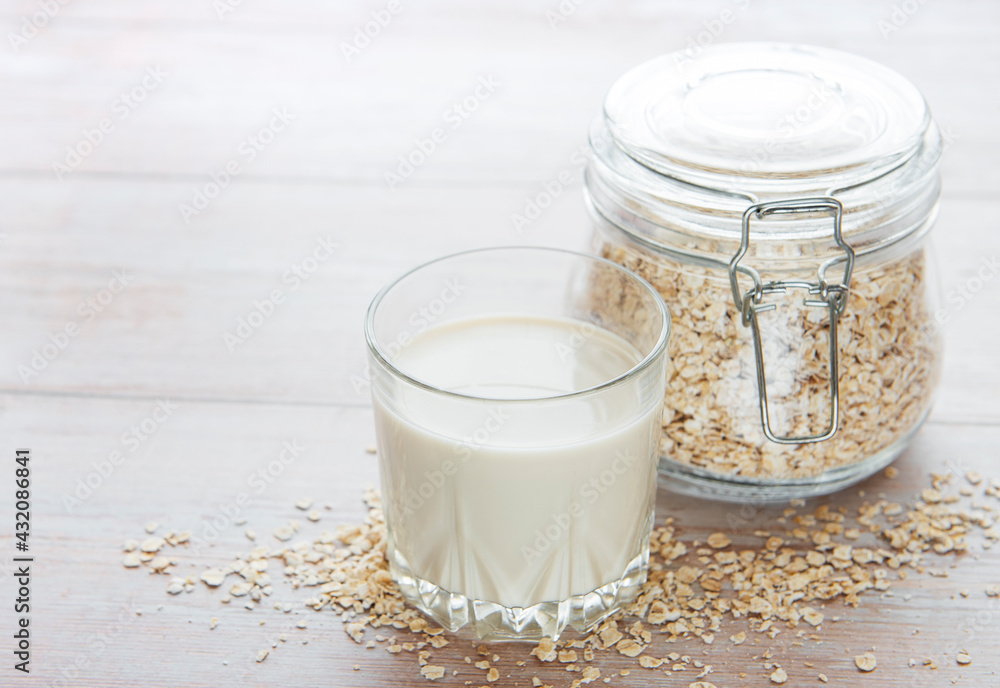 Vegan oat milk, non dairy alternative milk - obrazy, fototapety, plakaty 