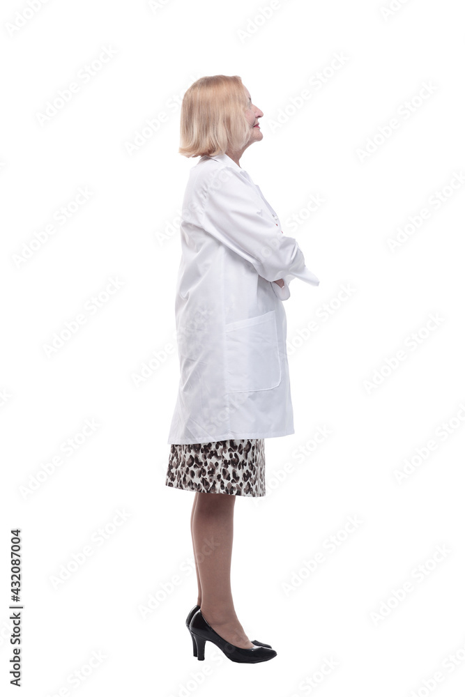 in full growth. qualified doctor with a stethoscope. in full growth. qualified doctor with a stethoscope.
