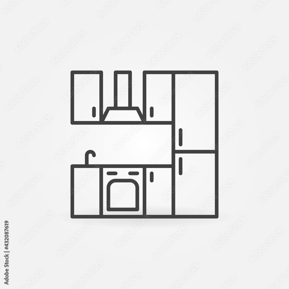 Kitchen vector thin line concept icon or symbol Kitchen vector thin line concept icon or symbol