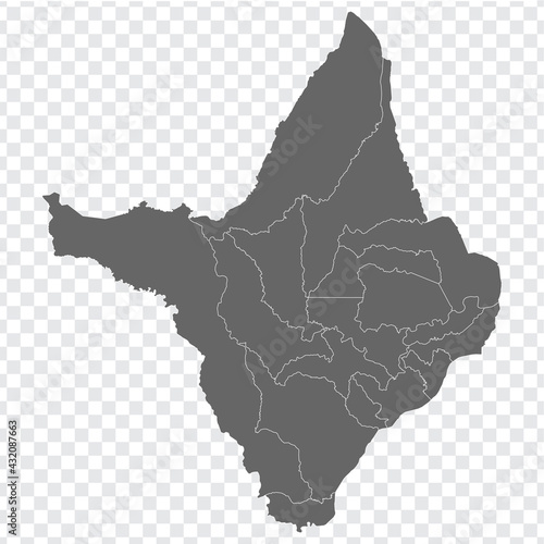 Blank map Amapa of Brazil. High quality map Amapa with municipalities on transparent background for your web site design, logo, app, UI. Brazil.  EPS10.