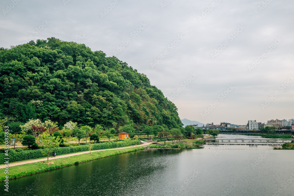 Jukdobong Park and river in Suncheon, Korea