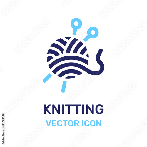 Knitting needles and ball of wool yarn icon vector illustration