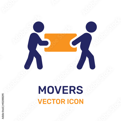People moving heavy box icon vector illustration.