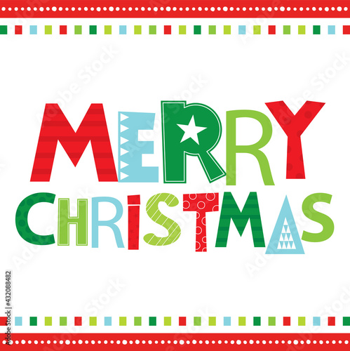 colorful merry christmas greeting card design