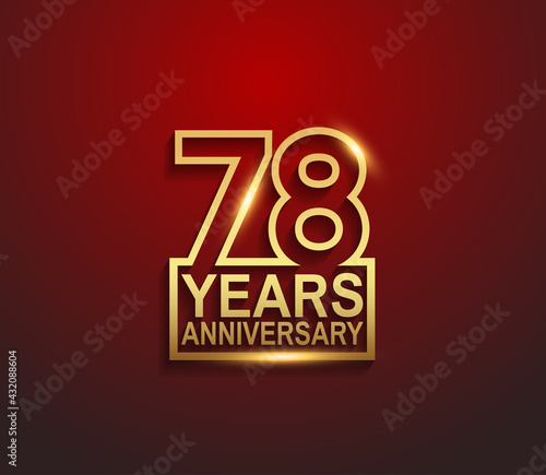78 years golden anniversary line style isolated on red background can be use for template, greeting card and company celebration event